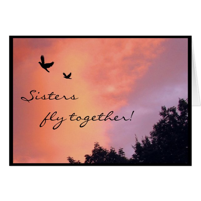 Cartão Pombas da irmã no por do sol (Frente horizontal)