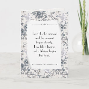 Cartão Pombas de Casamento com Fitas e Peônias