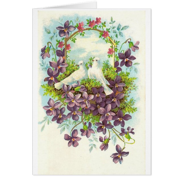 Cartão Pombas e flores (Frente)