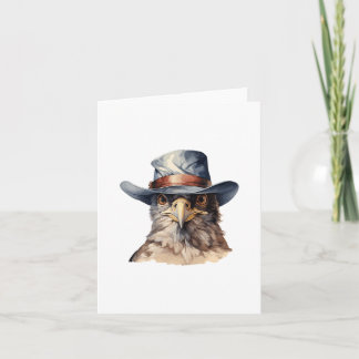 Cartão Pombo engraçado vestindo um chapéu de cowboy, aqua