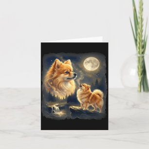Cartão Pomeranian Uivando para a Lua Amante de Cachorro V