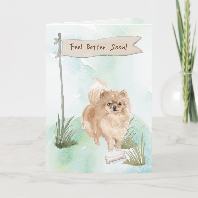 Cartão Pommeraniana se sente melhor depois de uma cirurgi (Frente)