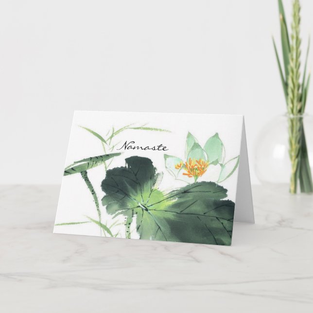 Cartão POND LOTUS PEACE l Pincel Chinês Pintura de Pincel (Frente)