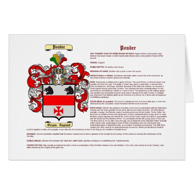 Cartão Ponder (significado) (Frente horizontal)