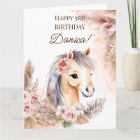 Pônea de cavalo com aniversário de flores de vasso