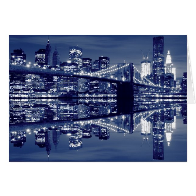 Cartão Ponte Brooklyn à noite, Nova Iorque (Frente Horizontal)