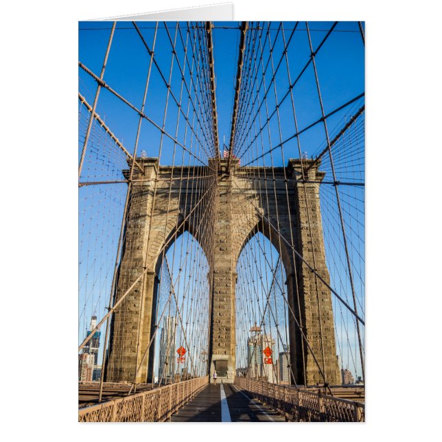 Cartão Ponte Brooklyn no início da manhã (Frente)
