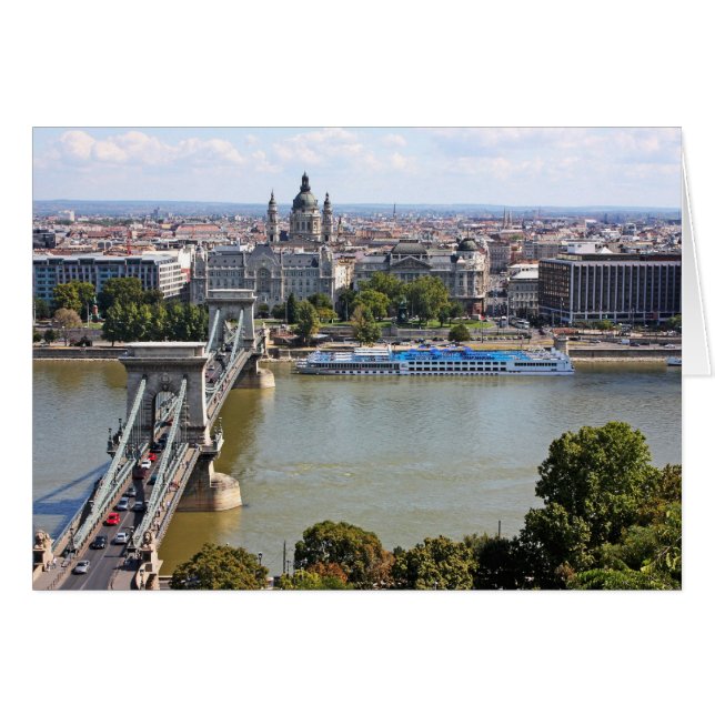 Cartão Ponte de Cadeia Szechenyi, Budapeste, Hungria (Frente Horizontal)