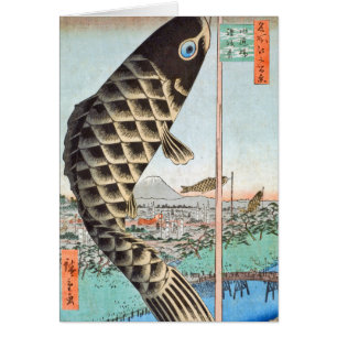 Cartão Ponte de Suido do papagaio de HIroshige