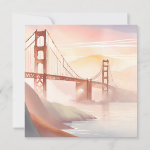 Cartão Ponte Golden Gate   Nascer do Sol Aquarela Bonita