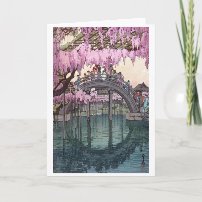 Cartão Ponte Kameido, Hiroshi Yoshida, Woodcut (Frente)