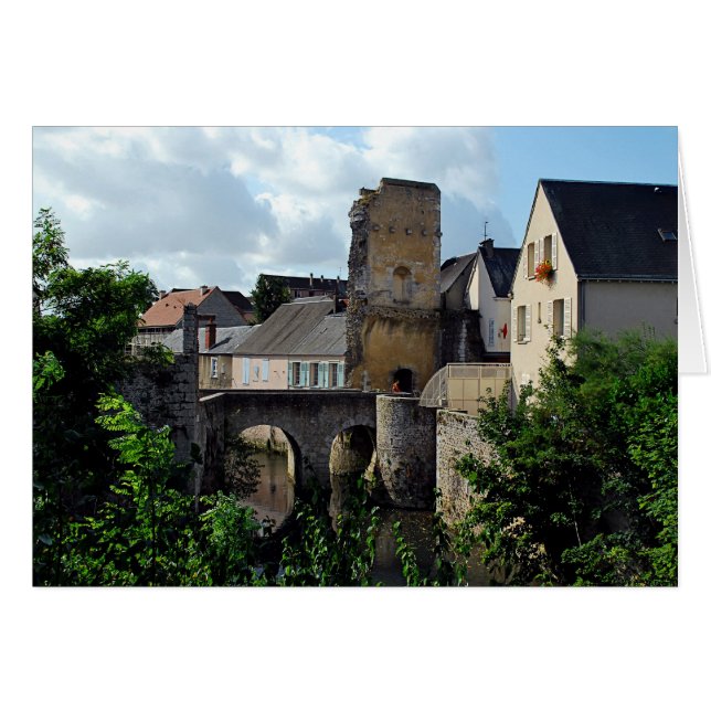 Cartão Ponte medieval em Chartes (Frente Horizontal)