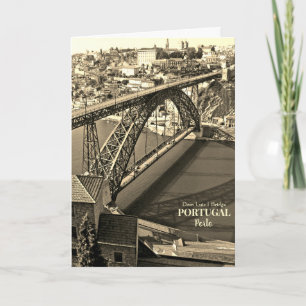 Cartão Ponte Porto sobre o rio Douro, Portugal, sepia