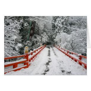 Cartão Ponte Red Japonesa em Neve