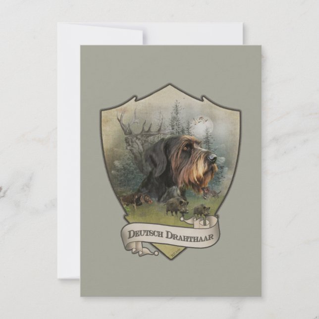 Cartão Ponteiro Alemão Wirehaired, Caça a Barcos (Frente)