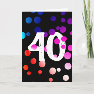 Cartão Pontos aniversário de 40 anos do arco-íris em pret