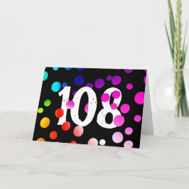 Cartão Pontos de Arco-Íris no 108º Aniversário em Preto