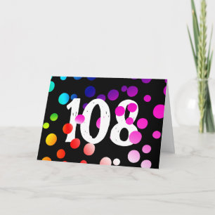 Cartão Pontos de Arco-Íris no 108º Aniversário em Preto