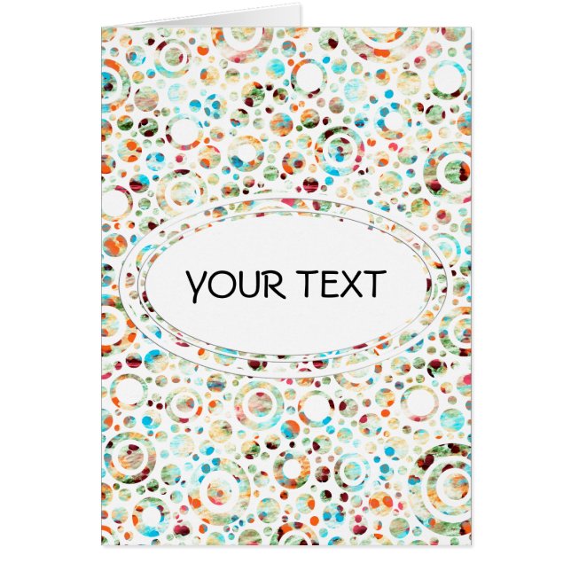 Cartão Pontos de cores e padrão do círculo + texto e back (Frente)