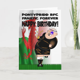 Cartão Pontypridd RFC Fanatic Forever Rugby Birthday Card