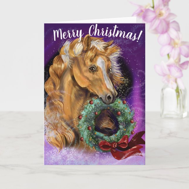 Cartão Pony com a coroa de Natal (Orquídea)