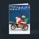 Cartão Poodle Christmas<br><div class="desc">Um Papai Noel andando de bicicleta entregando árvore de Natal e cachorro de Poodle como presente é uma ideia perfeita de presente de Natal para alguém que ama essa raça de cachorro.</div>