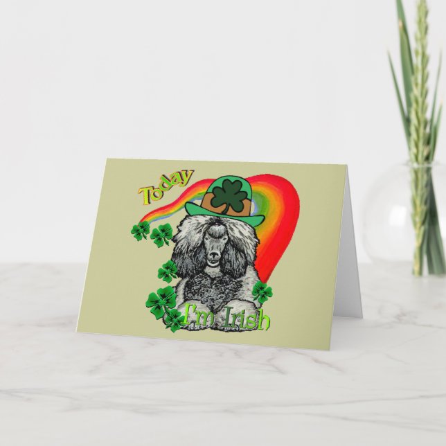 Cartão Poodle de Dia de São Patrício (Frente)