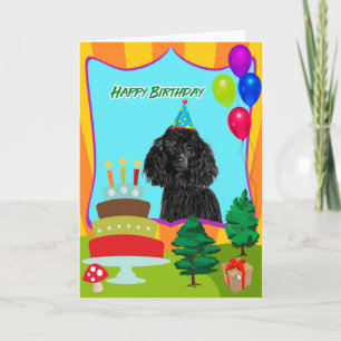 Cartão Poodle Dog Feliz Aniversário