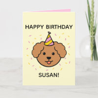 Poodle Dog | Folha de Aniversário Rosa e Amarelo