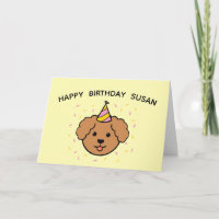 Poodle Dog | Folha de Aniversário Rosa e Amarelo