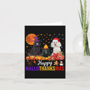 Cartão Poodle Dog Puppy Hallothanksmas Halloween Thanksgi