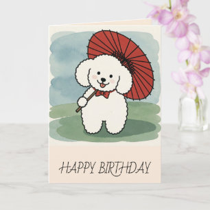 Cartão Poodle Feliz Aniversário Estilo Matsumoto Hoji