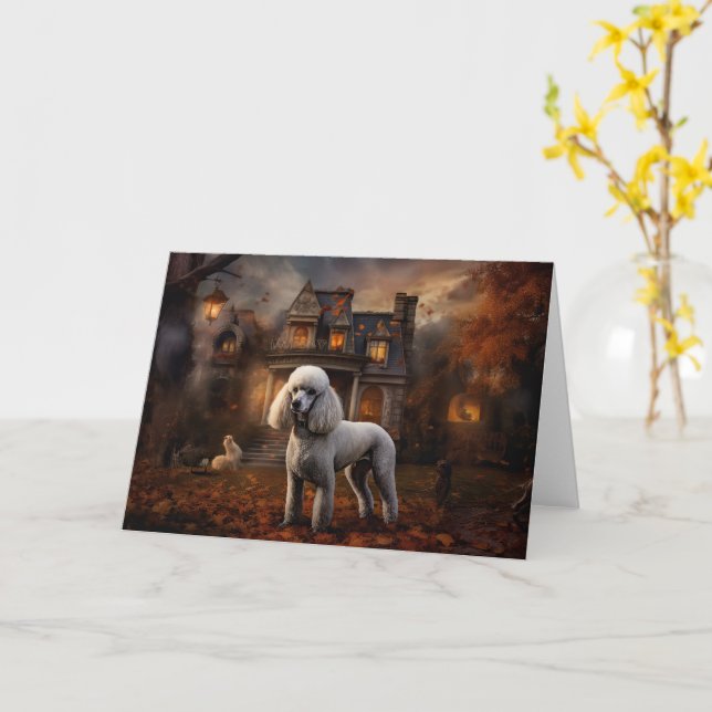 Cartão Poodle Halloween Scary (Flor Amarela)