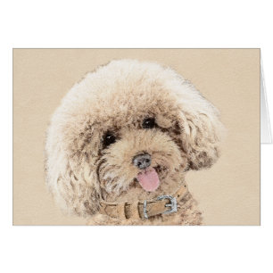Cartão Poodle Miniature Toy Apricot Cream Brown Dog Art