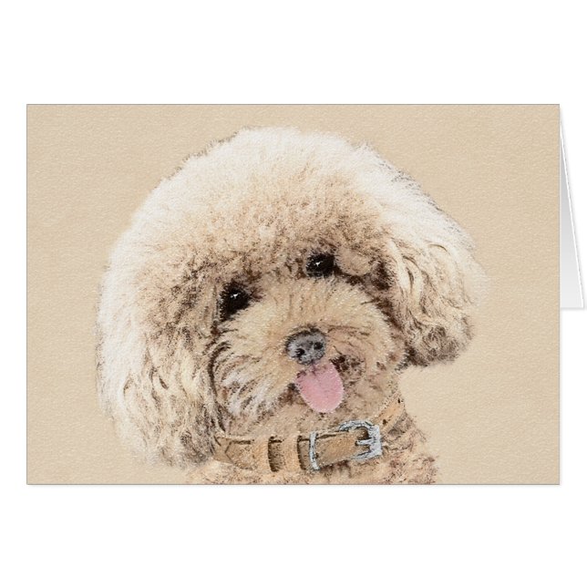 Cartão Poodle Miniature Toy Apricot Cream Brown Dog Art (Frente Horizontal)