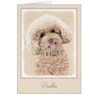 Poodle Miniature Toy Apricot Cream Brown Dog Art