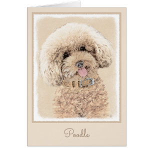 Cartão Poodle Miniature Toy Apricot Cream Brown Dog Art