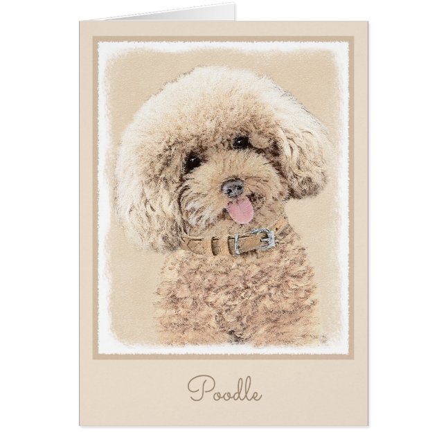 Cartão Poodle Miniature Toy Apricot Cream Brown Dog Art (Frente)