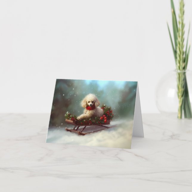 Cartão Poodle Natal neve inverno (Frente)