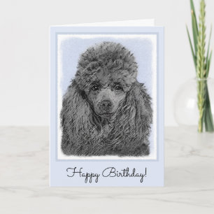 Cartão Poodle Painting Miniature Toy Black