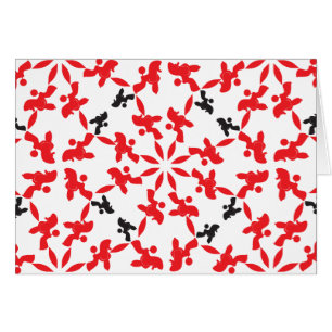 Cartão Poodle Pattern red