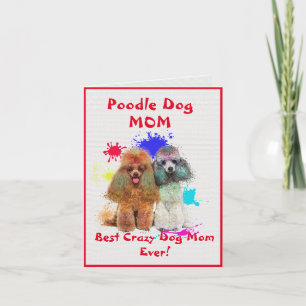 Cartão Poodle Personalizada Mãe Cão Mais Louco Dama de Ca