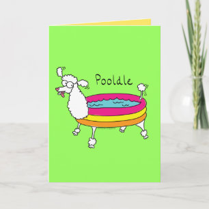 Cartão Poodle Piscina Cute Summer