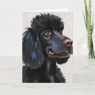 Cartão Poodle Preto   Pet Aquarela Cachorro