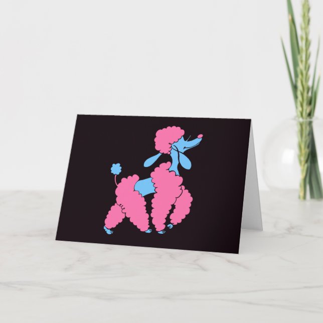 Cartão Poodle Rosa e Azul (Frente)