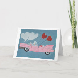 Cartão Poodles em Conversível Rosa