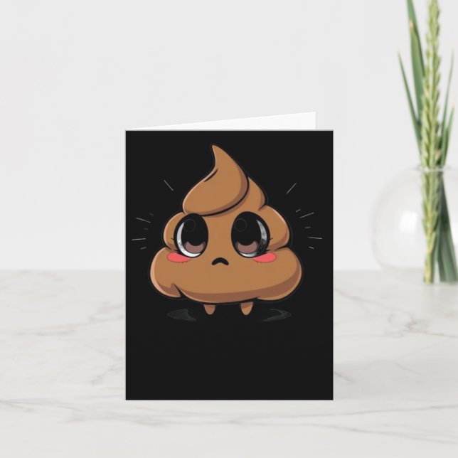 Cartão Poop Emoji Chibi Sticker (Frente)