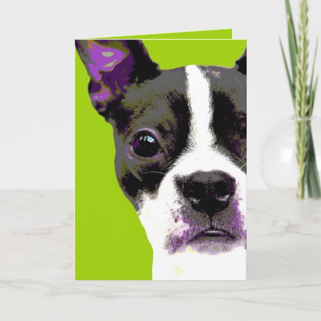 Cartão Pop art Boston Terrier (Frente)