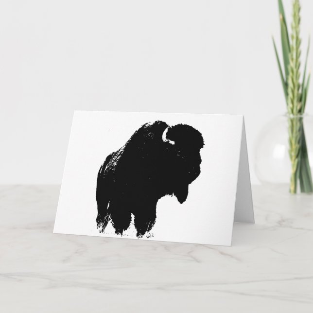 Cartão Pop Art Buffalo Bison Silhouette (Frente)