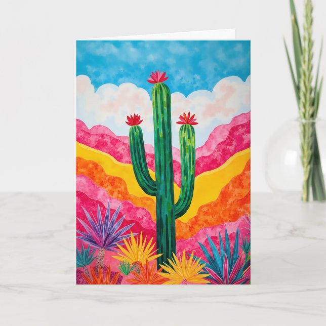 Cartão Pop Art Cactus Southwest Stationery (Frente)
